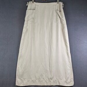 Valerie Stevens Casual Woman Tan Khaki Maxi Skirt 1X 100% Tencel Lyocell Slits